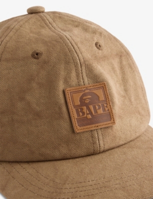 A Bathing Ape Mens Beige Bape Appliqué Adjustable Cotton-canvas Cap