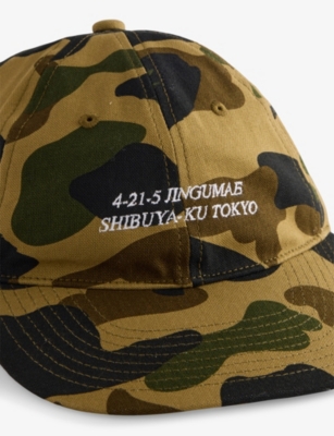 A Bathing Ape Mens Green 1st Camo Slogan Adjustable Cotton Cap