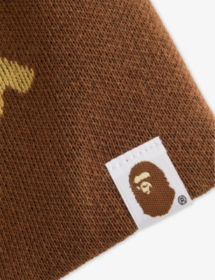 A Bathing Ape Mens Green Ape Head Knitted Beanie Hat