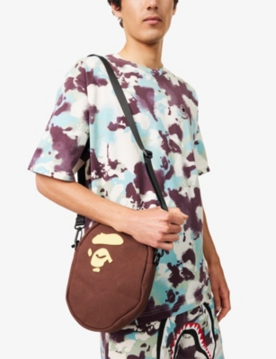 A BATHING APE: Ape Head Cotton Cross-Body Bag