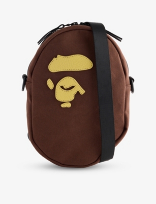 A Bathing Ape Mens Brown Ape Head Cotton Cross-body Bag
