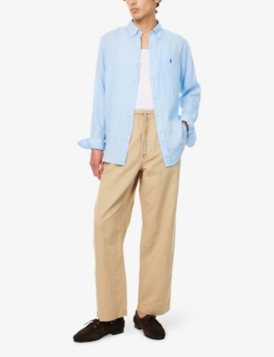 POLO RALPH LAUREN: Drawstring Wide-Leg Linen And Cotton Trousers