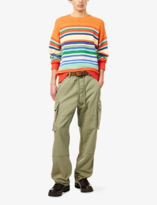 POLO RALPH LAUREN: Striped Logo-Patch Knitted Pullover