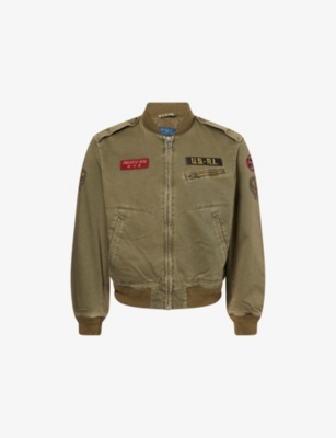 Polo Ralph Lauren Mens Outdoor Olive X Patch-embellished Regular-fit Cotton Jacket In Green