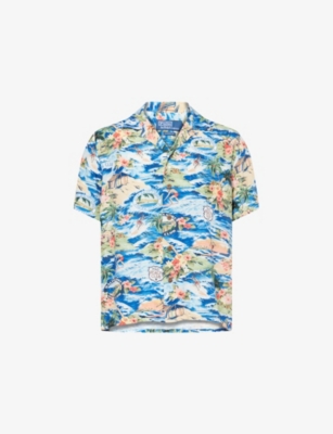 Polo Ralph Lauren Short Sleeve Tropical Print Lightweight Shirt In 6704 Polo Surf Scenic