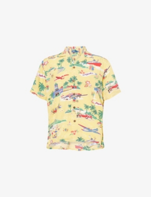 Polo Ralph Lauren Short-sleeved Lemon Yellow Shirt With Vintage Graphics In Yellow