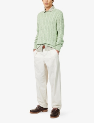 POLO RALPH LAUREN: Cable-Knit Crewneck Cotton-Jumper