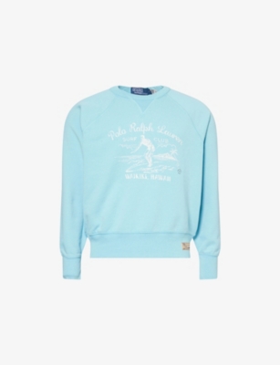 POLO RALPH LAUREN: Graphic-Print Relaxed-Fit Cotton-Blend Sweatshirt