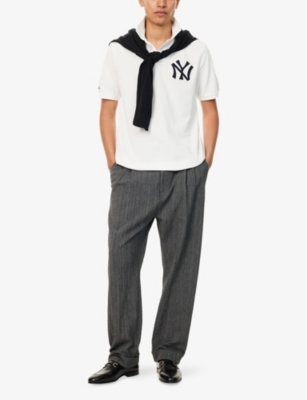 Polo Ralph Lauren Mens  X Mlb Collection Ny Yankees Short-sleeve Cotton-pique Polo Shirt Deckwash Whi In Deckwash White