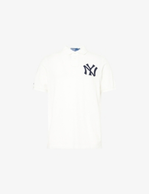 Polo Ralph Lauren Mens  X Mlb Collection Ny Yankees Short-sleeve Cotton-pique Polo Shirt Deckwash Whi In Deckwash White
