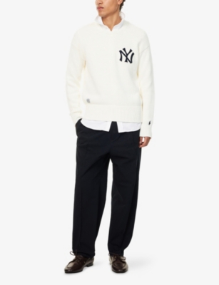Polo Ralph Lauren Mens  X Mlb Collection Ny-yankees Cotton-knit Jumper Deckwash White In Deckwash White