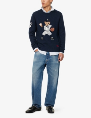 POLO RALPH LAUREN: Polo Ralph Lauren x MLB Collection Polo Bear Linen-Blend Knit Jumper