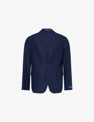 POLO RALPH LAUREN: Notched-Lapels Flap-Pockets Linen Suit Jacket