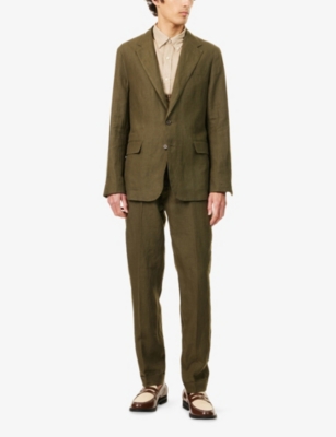 Polo Ralph Lauren Mens Notched-lapels Flap-pockets Linen Suit Jacket Armadillo In Armadillo