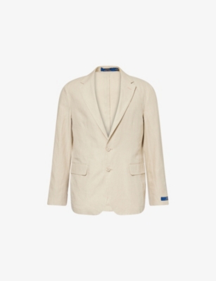 POLO RALPH LAUREN: Notched-Lapels Flap-Pockets Linen Suit Jacket
