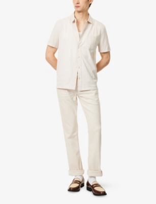 Paige Desoto Short Sleeve Pima Cotton Button-up Shirt In White