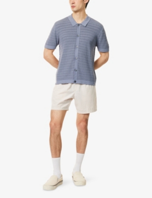 Paige Mens Mendez Check-knit Cotton And Linen Shirt Fjord Valley In Fjord Valley