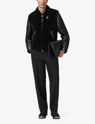 ALLSAINTS: Conyer Leather-Sleeve Shearling Jacket