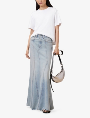 ALLSAINTS WOMENS ALLSAINTS ALMA PANELLED DENIM MAXI SKIRT 