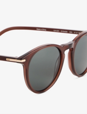 Paige Mens Ey104206 Caylen Round-frame Acetate Sunglasses Crystal Brown In Crystal Brown
