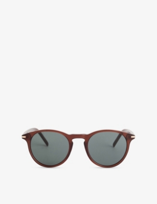 Paige Mens Ey104206 Caylen Round-frame Acetate Sunglasses Crystal Brown In Crystal Brown