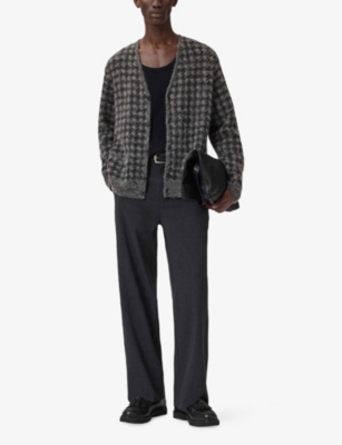 ALLSAINTS: Zain Houndstooth Relaxed-Fit Wool And Alpaca-Blend Cardigan