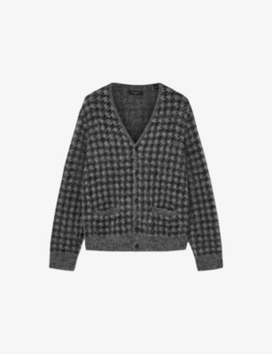 ALLSAINTS: Zain Houndstooth Relaxed-Fit Wool And Alpaca-Blend Cardigan