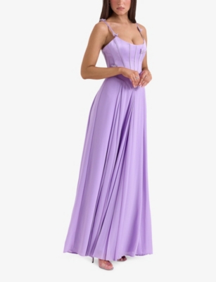 HOUSE OF CB OF CB WOMENS ORCHID PASCHA BUTTERFLY CORSET MAXI DRESS 