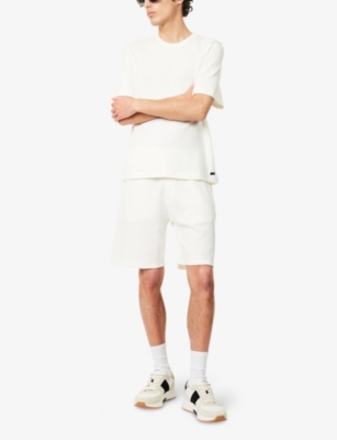 Hugo Boss Mens Natural Structure Waffle-texture Cotton-blend Shorts Xl In Natural