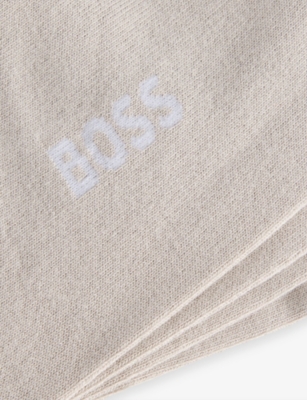 Hugo Boss Mens Logo Bamboo Pack Of Two Stretch-woven Socks Light Beige In Light Beige