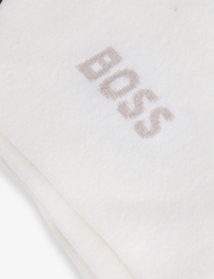 Hugo Boss Mens Logo Bamboo Pack Of Two Stretch-woven Socks White In White
