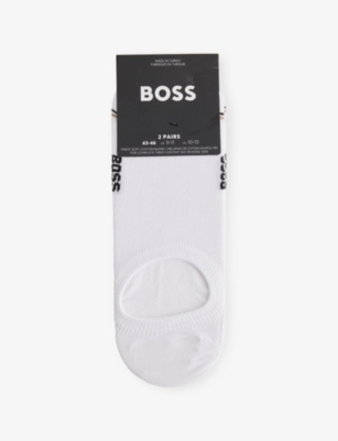 BOSS: Iconic Intarsia-Logo Pack of Two Cotton-Blend Knit Socks