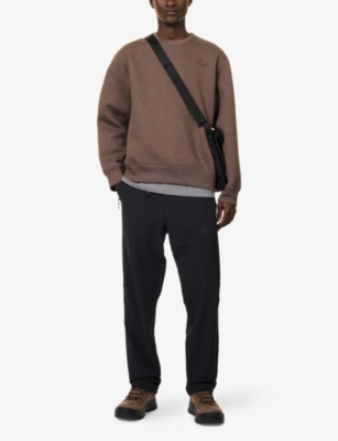 Shop The North Face Mens  Logo-embroidered Crew-neck Cotton-blend Sweatshirt In Smokey Brown Heather