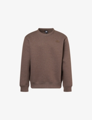 Shop The North Face Mens  Logo-embroidered Crew-neck Cotton-blend Sweatshirt In Smokey Brown Heather