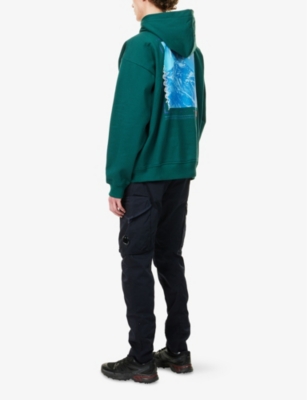 Shop The North Face Mens Deep Nori Axys Logo-print Oversized Cotton-jersey Hoody