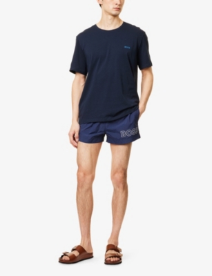 BOSS: Mooneye Logo-Print Swim Shorts