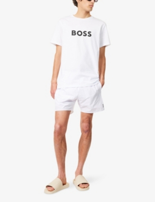 Hugo Boss Logo-print Crew-neck T-shirt In White