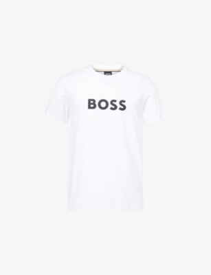 Hugo Boss Logo-print Crew-neck T-shirt In White