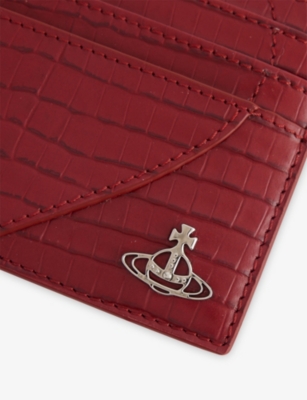 Vivienne Westwood Heart-shaped Crocodile-embossed Cardholder In Red