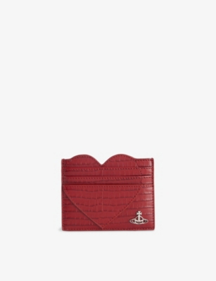 Vivienne Westwood Heart-shaped Crocodile-embossed Cardholder In Red