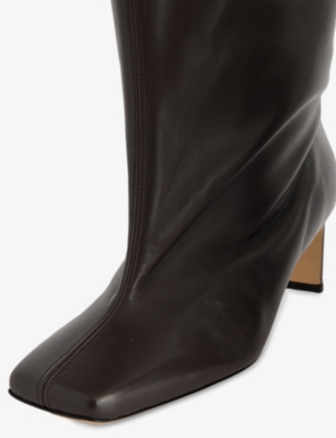 REPRESENT: Square-Toe Heeled Leather Ankle Boot