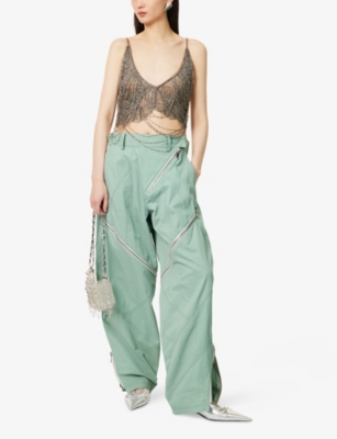 THE ATTICO: Chandelier Sleeveless Mesh Crop Top