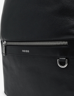 Reiss Micro Grain Leather Backpack In Black
