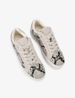 Carvela Womens Beige Comb Daze Jewel Snake-embossed Faux-leather Low-top Trainers Eur 37 / 4 Uk In Multi