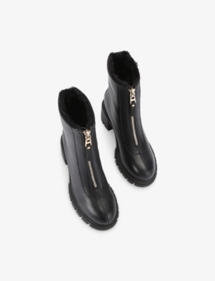 Carvela Womens Black Ignite Zip Heeled Leather Ankle Boots Eur 37 / 4 Uk In Black