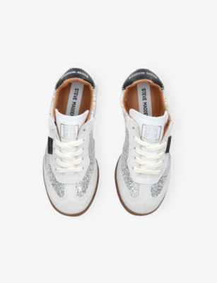 Steve Madden Ilver Com Jemporia Sequin And Leather Trainers Eur 35 / 2.5 Uk In Silver