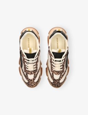 Steve Madden Brown/oth Kids' Possession Mesh And Faux-leather Trainers Eur 34 / 2 Uk In Animal Print
