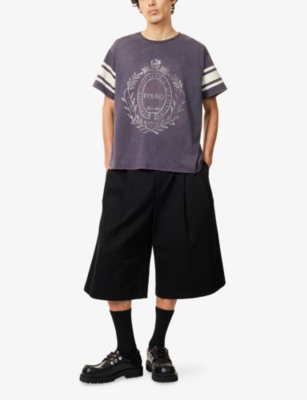 FOUND MENS FOUND COLLEGIATE CREST BRAND-PRINT COTTON-JERSEY T-SHIRT 
