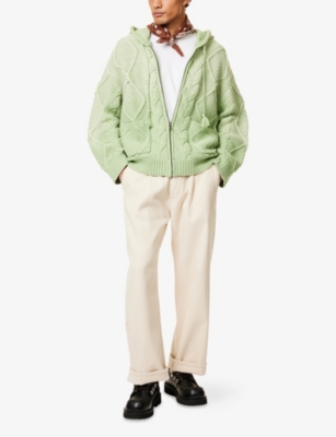 FOUND: Chunky Cable-Knit Cotton-Blend Hoody