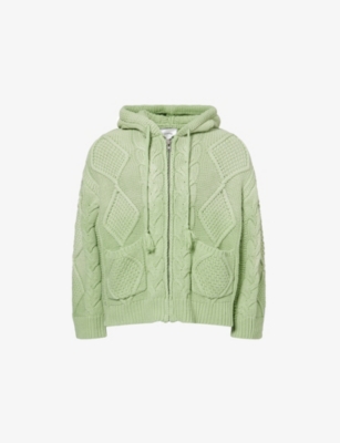 FOUND: Chunky Cable-Knit Cotton-Blend Hoody